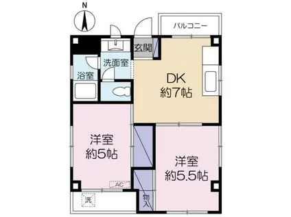 ガーデンコート秋津(2DK/2階)の間取り写真