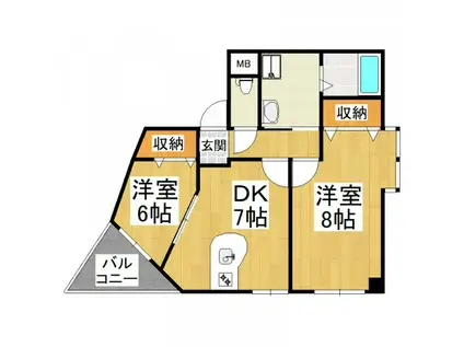 エルモーソ・デ・昌栄(2DK/4階)の間取り写真