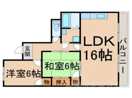 マリンハイツ田尻(2LDK/1階)の間取り写真