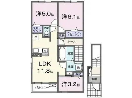 コーラルローズIII(3LDK/2階)の間取り写真