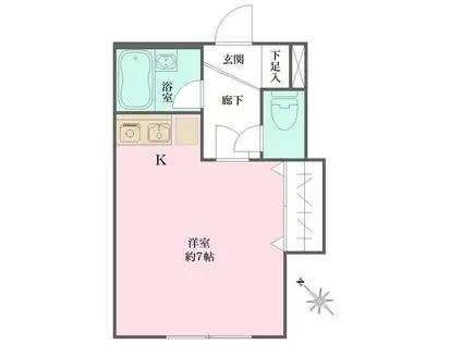 グランパーク(ワンルーム/1階)の間取り写真