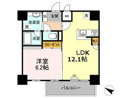 ハイムローゼVII(1LDK/3階)の間取り写真