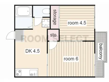 リバーサイド12(2DK/1階)の間取り写真