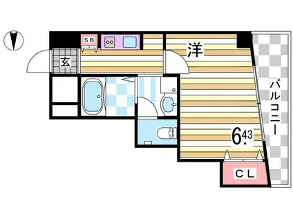 アネスト神戸西元町(1K/4階)の間取り写真