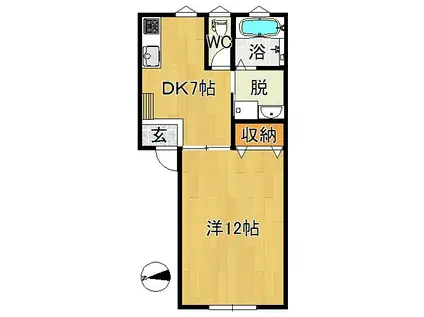 COSMIC(1DK/2階)の間取り写真