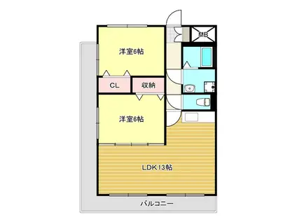 ティアラ(2LDK/3階)の間取り写真