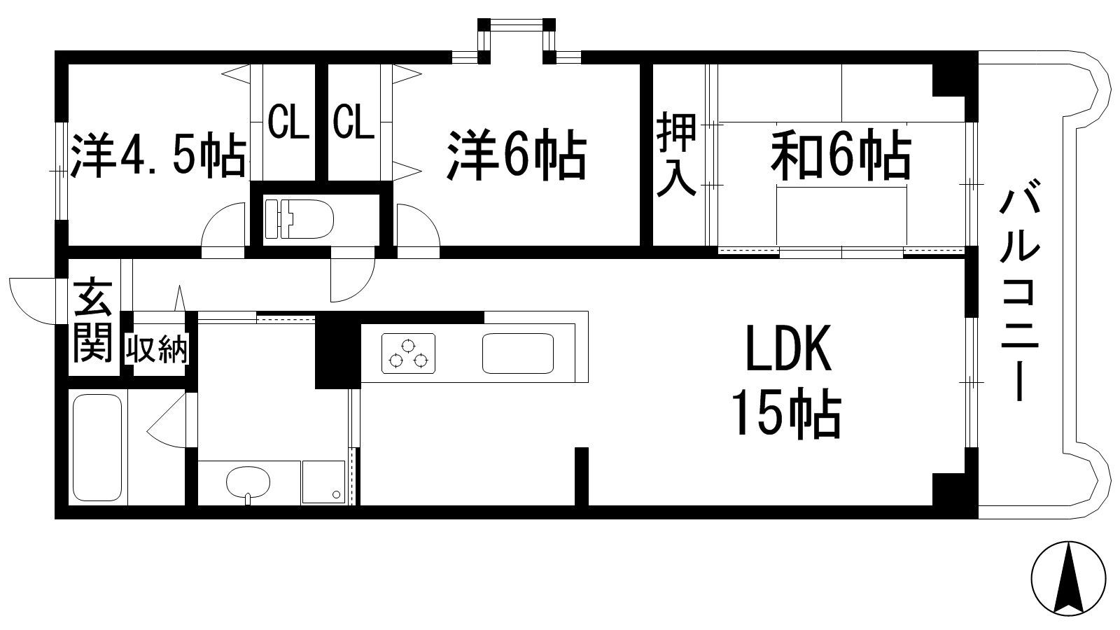 ドミールタワー幸大(3LDK/3階)の間取り写真