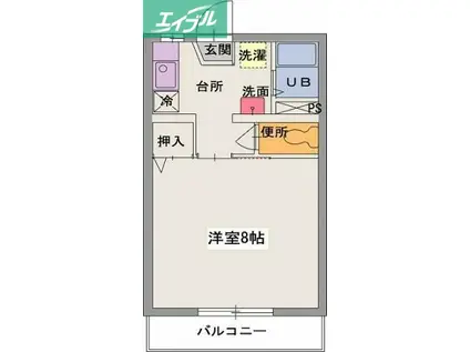 チェリーテラス(1K/3階)の間取り写真