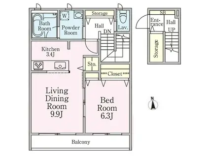 サントル上北沢(1LDK/2階)の間取り写真