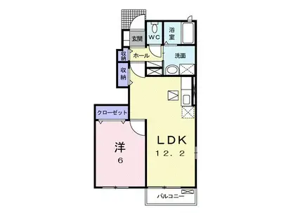 サニーサイドハウス森E(1LDK/1階)の間取り写真