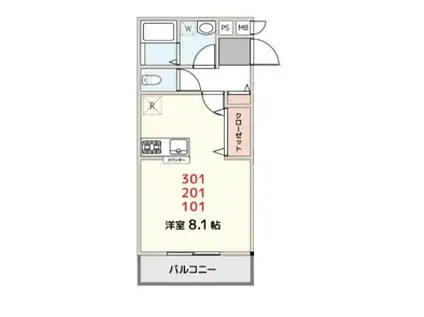 PREMIGENCE小手指(ワンルーム/1階)の間取り写真