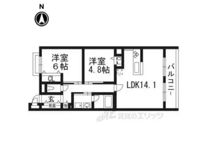 コンフォールパレ新町二条(2LDK/2階)の間取り写真