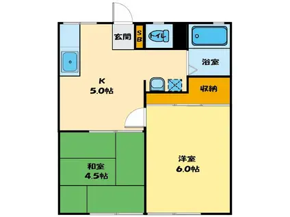 豊美ハイツ(2K/2階)の間取り写真