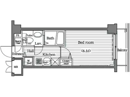 ガラシティ大崎(1K/6階)の間取り写真