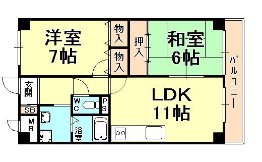 ガーデンハイツ(2LDK/2階)の間取り写真