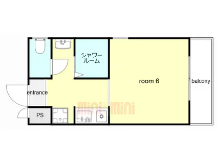 キューブ南塚口I(ワンルーム/2階)の間取り写真