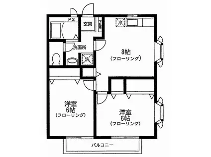 クレッセント-宮前5丁目-(2DK/1階)の間取り写真