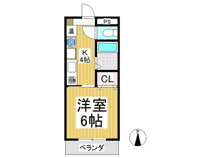 プレスティージュ上田原(1K/2階)の間取り写真