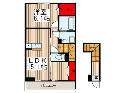 ラ・フルール(1LDK/2階)の間取り写真