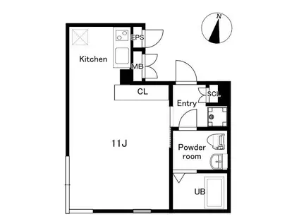 ALERO自由が丘サウス(ワンルーム/2階)の間取り写真