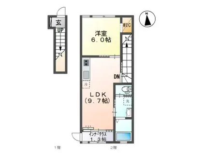 エスポア森本V(1LDK/2階)の間取り写真