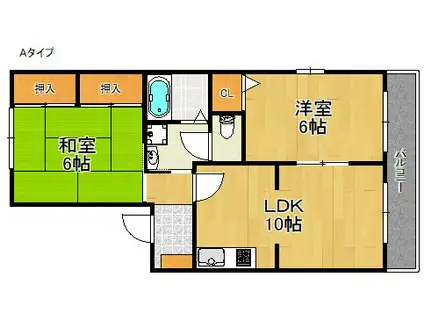 リベックス3号舘(2DK/1階)の間取り写真