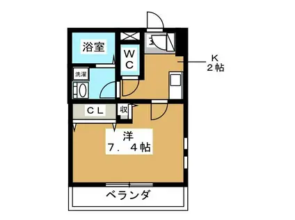グランドールII(1K/1階)の間取り写真
