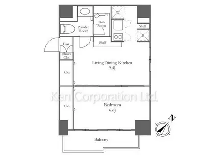 URESIDENCE高輪台(1LDK/3階)の間取り写真