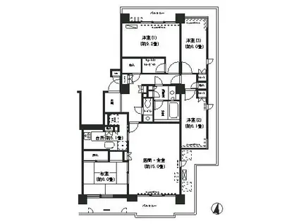 パーク・ハイム本牧(4LDK/2階)の間取り写真