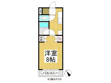 グリーンコートC(1K/3階)の間取り写真