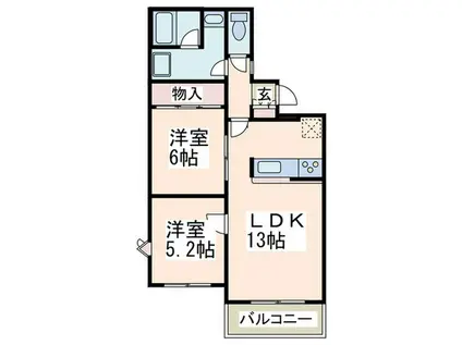 ヴィラコート青葉台(2LDK/2階)の間取り写真