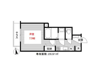 メゾン・ラナ(1K/1階)の間取り写真