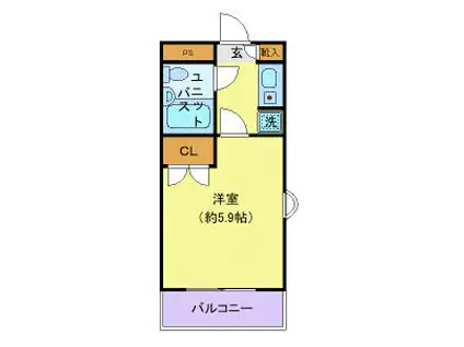 ジョイフル池上(1K/4階)の間取り写真