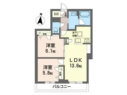 ル ヴァン フレ(2LDK/1階)の間取り写真