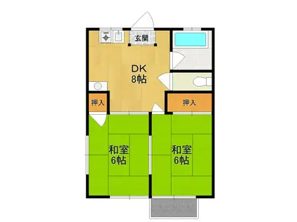 若葉ハイツ(2DK/2階)の間取り写真