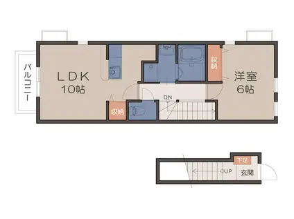 カレントF(1LDK/2階)の間取り写真