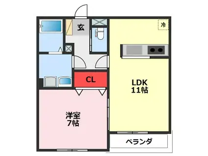 エクセルメゾン南流山(1LDK/2階)の間取り写真