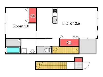ALBA GRANDE(1LDK/2階)の間取り写真