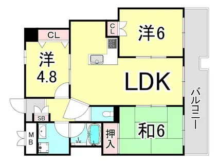 パラディオンII(3LDK/1階)の間取り写真