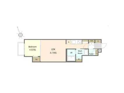 エムズコート二軒茶屋(1LDK/1階)の間取り写真