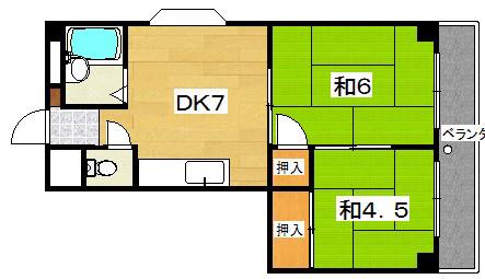 Mプラザ津田駅前弐番館(2DK/3階)の間取り写真