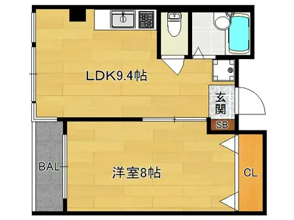 サンセリテ近藤(1LDK/3階)の間取り写真
