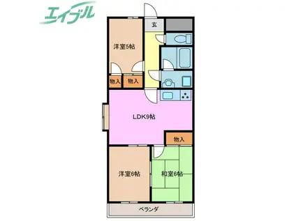 カーム・ウェーブ(3DK/3階)の間取り写真