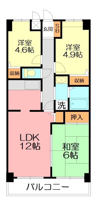 エルメゾン(3LDK/1階)の間取り写真