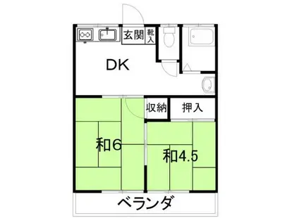 コーポ井上(2DK/1階)の間取り写真