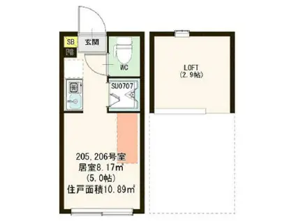 THE APARTMENT(ワンルーム/2階)の間取り写真