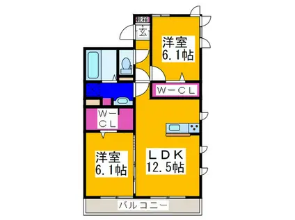 ドエルエミネンス輝(2LDK/2階)の間取り写真