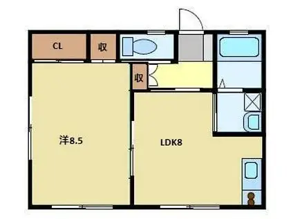 スカイリバー(1LDK/2階)の間取り写真