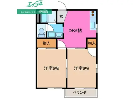 ネオハイツオークE(2DK/2階)の間取り写真