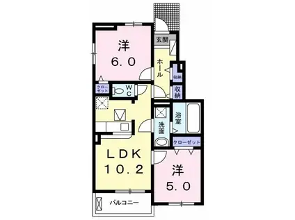 グラシアスのいち(2LDK/1階)の間取り写真